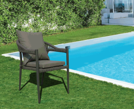 IRIS OUTDOOR CHAIR GRAY ALUMINIUM GRAY ROPE GRAY TEXTILENE  IRIS ΚΑΡΕΚΛΑ ΕΞΩΤΕΡΙΚΟΥ ΧΩΡΟΥ ΣΕ ΓΚΡΙ ΑΛΟΥΜΙΝΙΟ ΜΕ ΓΚΡΙ ΣΧΟΙΝΙ ΚΑΙ ΓΚΡΙ ΥΦΑΝΣΗ 